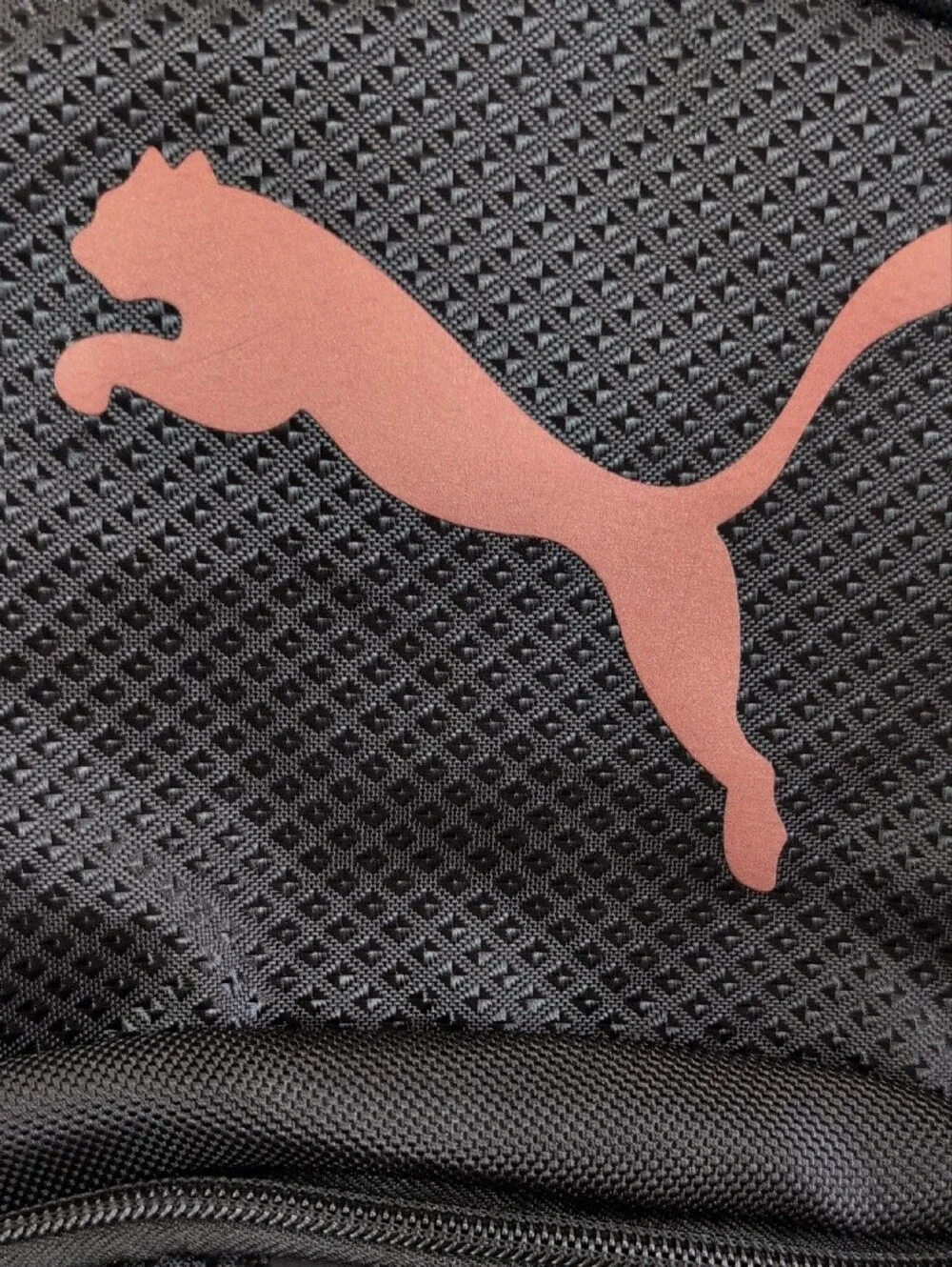 Puma Black Backpack with Coral Logo Accent